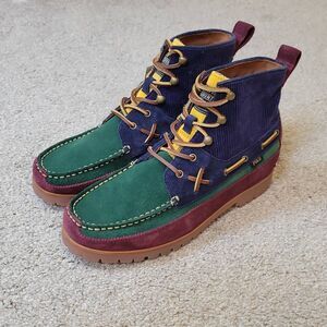 POLO Ralph Lauren Country Ranger MID Color Block Suede Corduroy Boots Men's 9.5